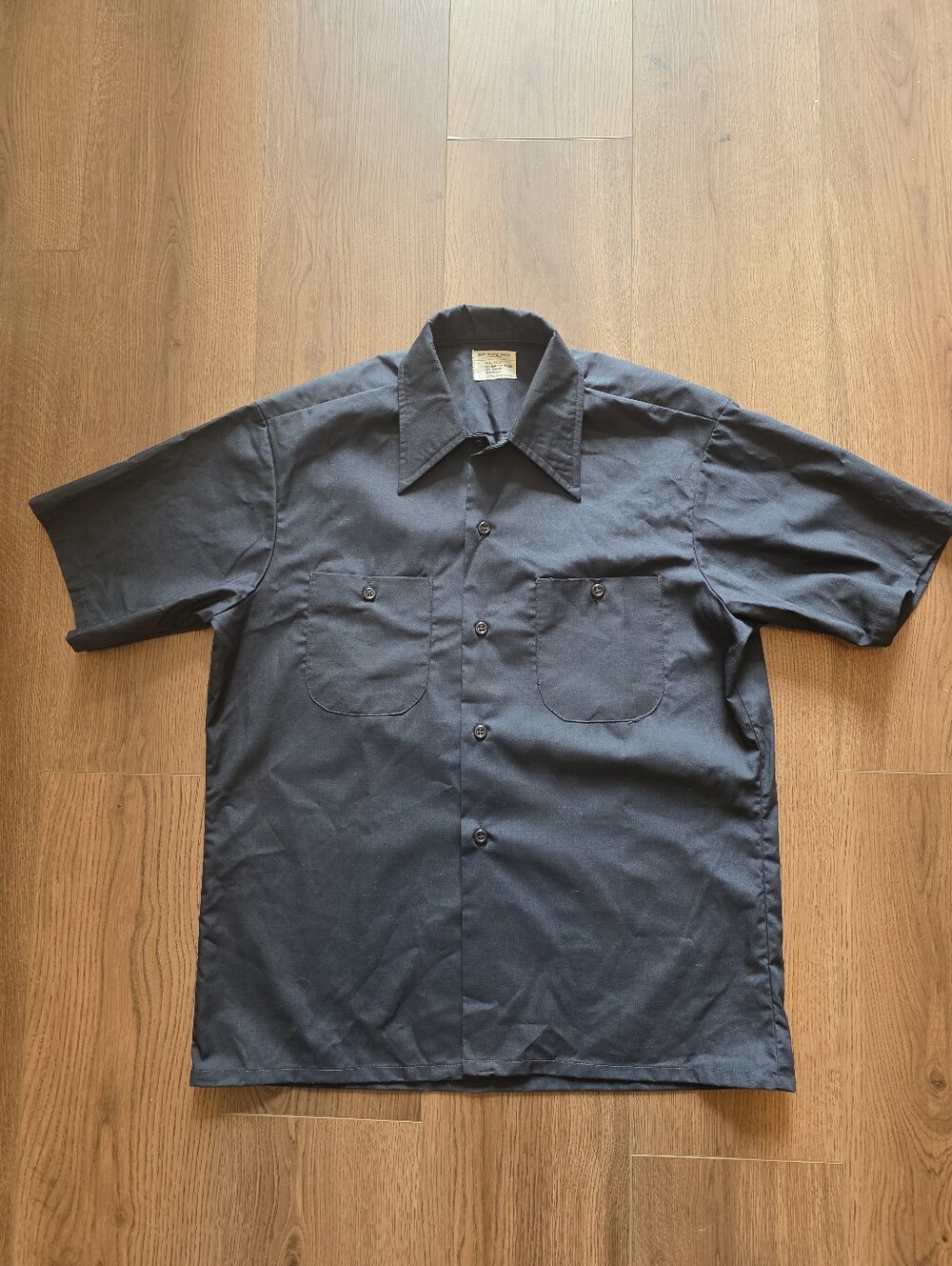 JCPenney - Big Mac Vintage 70s Work Shirt - Medium - Navy Blue